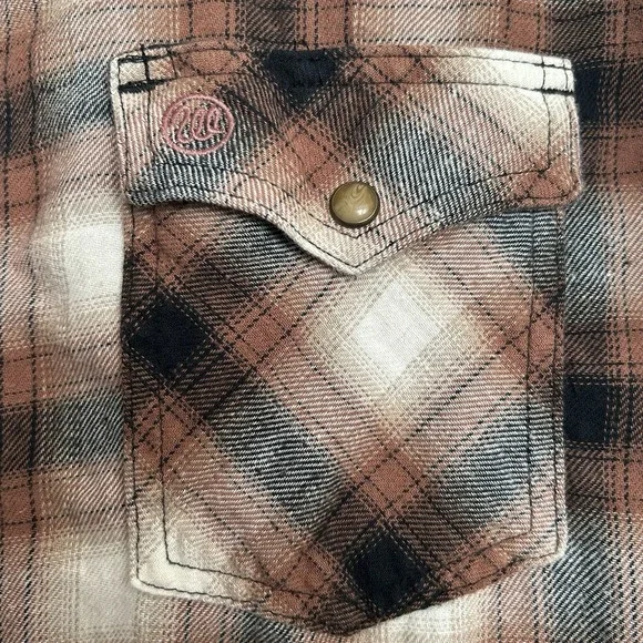 Wrangler‎ Retro Western Shirt Men's M – Brown Plaid, Pearl Snap Buttons, Cotton - Picture 7 of 14